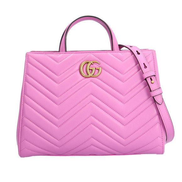 Gucci Handbags - Gucci GG Marmont Shoulder Bag Leather Pink